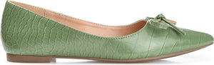 JOURNEE COLLECTION Devalyn Croc Embossed Pointed Toe Flat, Alternate, color, GREEN