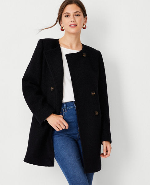 Image 1 of 4 - Wool Blend Crew Neck Coat