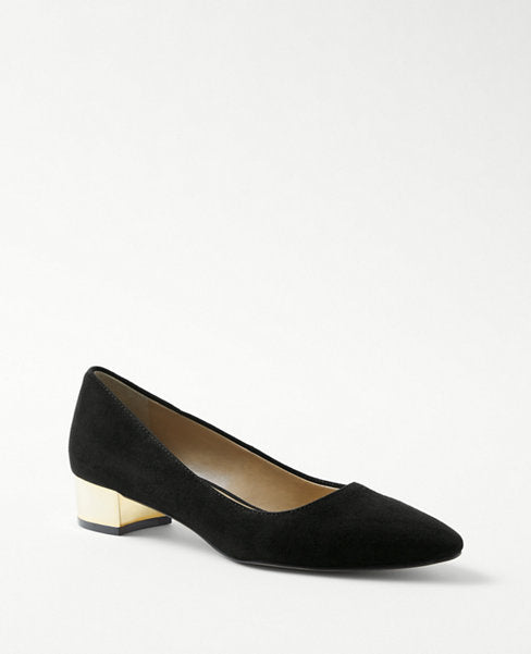 Image 1 of 3 - Mid Block Heel Suede Pumps