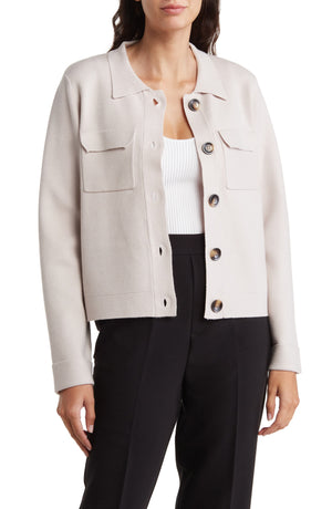 T Tahari Sweater Crop Jacket, Main, color, TRANQUIL TAUPE