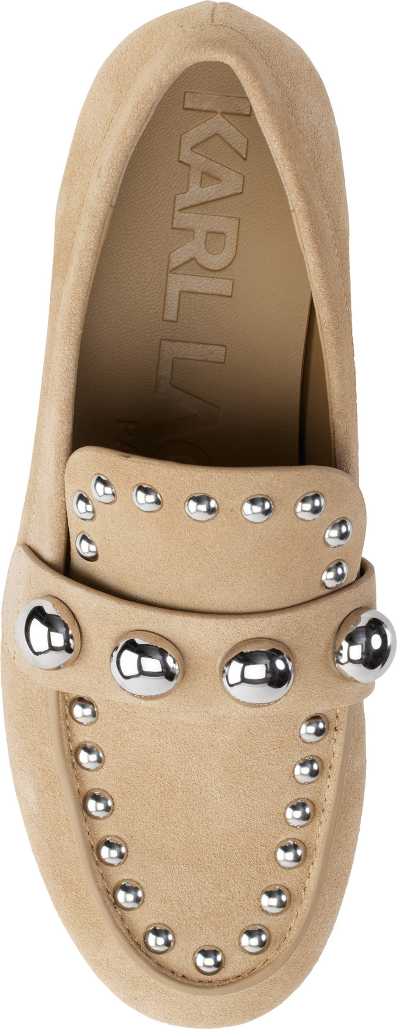 KARL LAGERFELD PARIS Avah Stud Loafer, Alternate, color, TAUPE