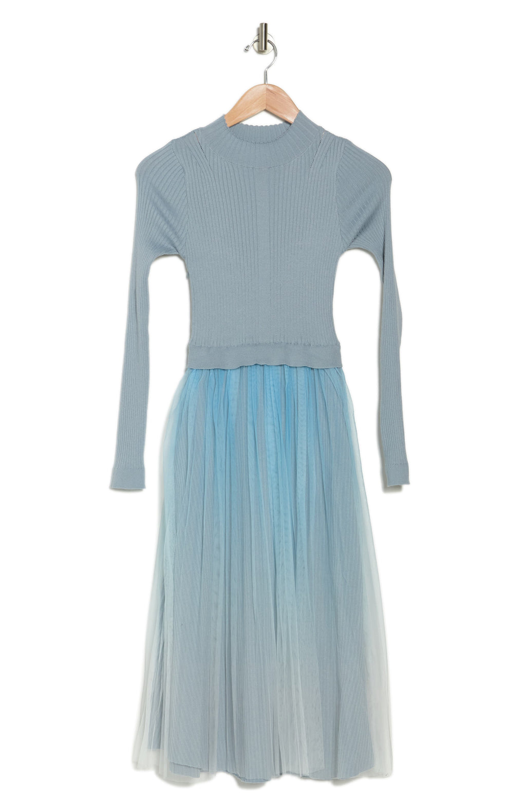 AREA STARS Knit Organza Dress, Alternate, color, BLUE