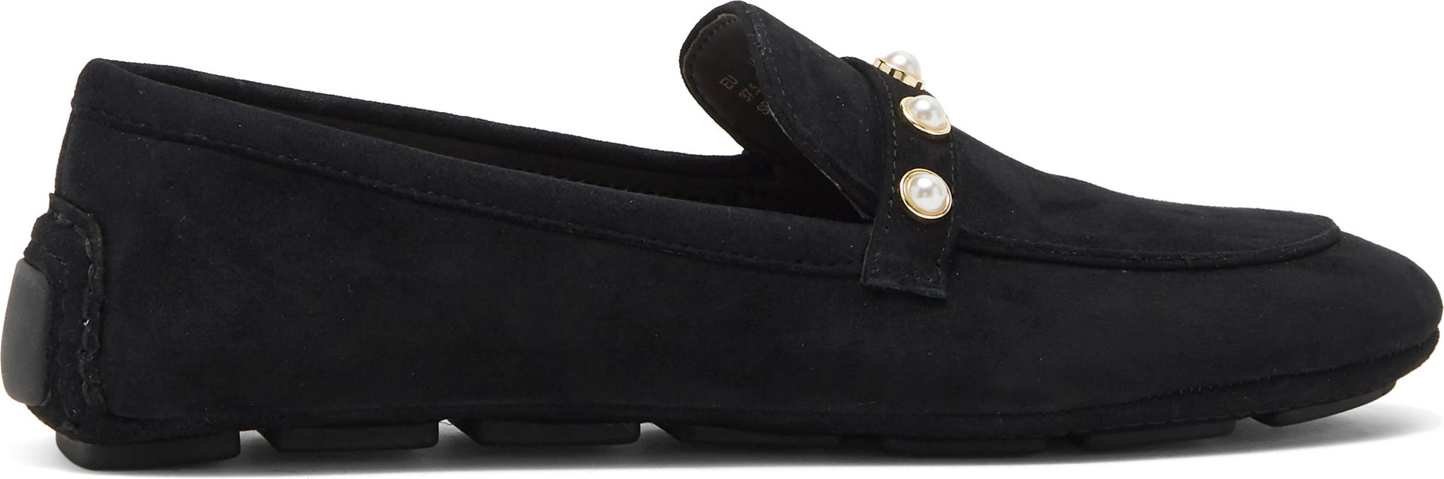 STUART WEITZMAN Allpearls Faux Pearl Studded Driving Loafer, Main, color, BLACK