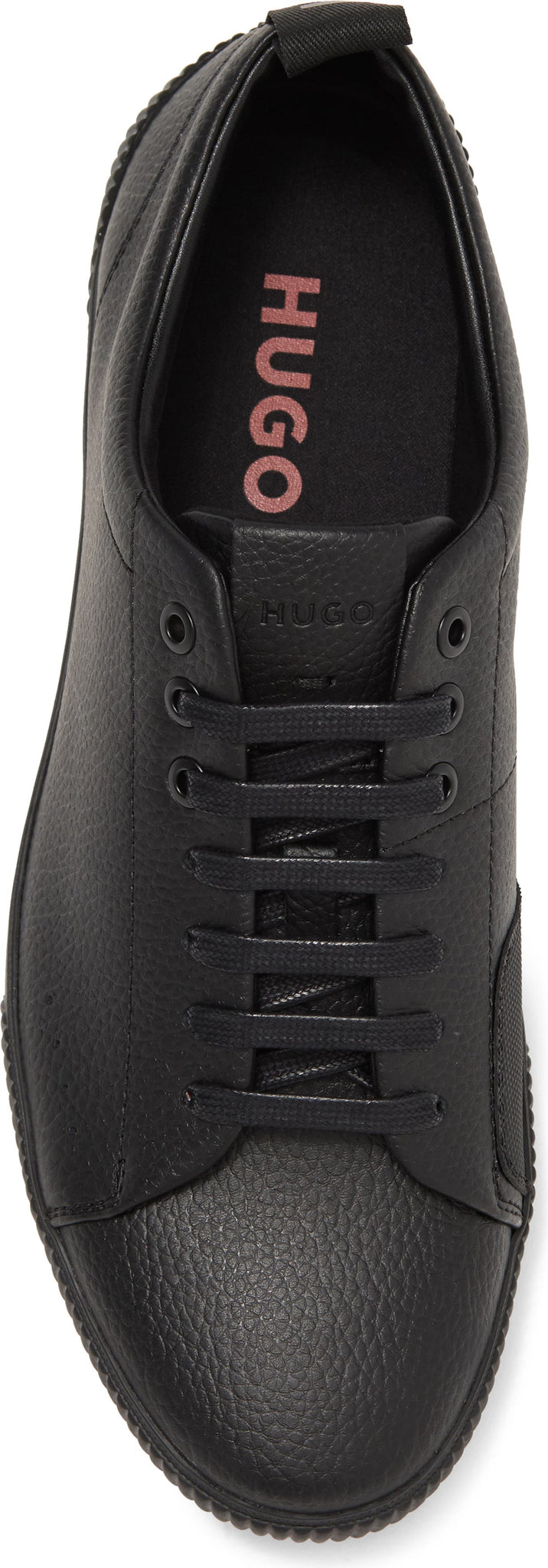 BOSS Zero Pebbled Leather Low Top Sneaker, Alternate, color, BLACK