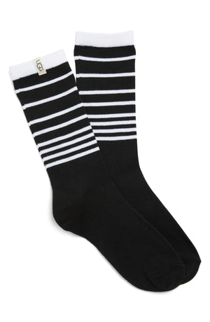 UGG<SUP>®</SUP> Zanda Novelty Crew Socks, Main, color, BLACK / WHITE STRIPE