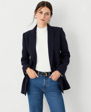 Image 1 of 3 - The Relaxed Double Breasted Long Blazer in Twill