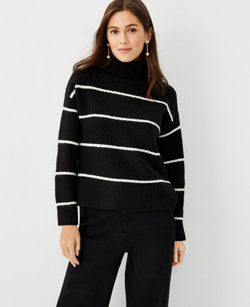 Image 1 of 2 - Stripe Ribbed Turtleneck Sweater