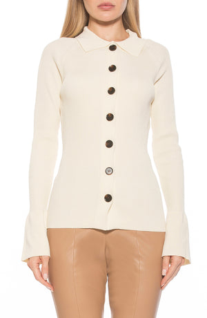 ALEXIA ADMOR Beatrice Button-Down Long Sleeve Cardigan, Main, color, IVORY