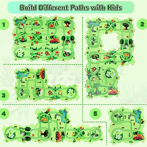25 PCS New Plastic Puzzles for Kids Ages 3-5 with A Cute Car, Toddler Puzzle Track Play Set Gift, Critical Thinking Educational Toys, Toys for 3 4 5 6 Year Old Boys Girls, Montessori Toys for Kids
