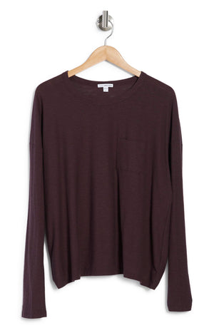 JAMES PERSE Long Sleeve Pocket Tee, Alternate, color, EGGPLANT