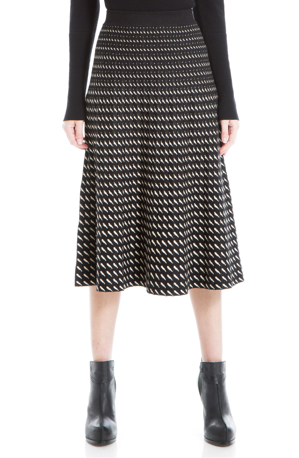 MAXSTUDIO Patterned Sweater Midi Skirt, Main, color, BLACK/ BONE RAIN STRIPE