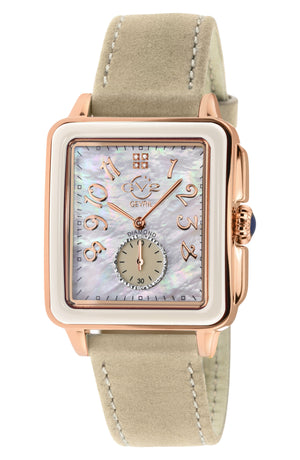 GV2 Women's Bari Enamel with Diamond Dial Leather Strap Watch, 37mm, Main, color, BEIGE