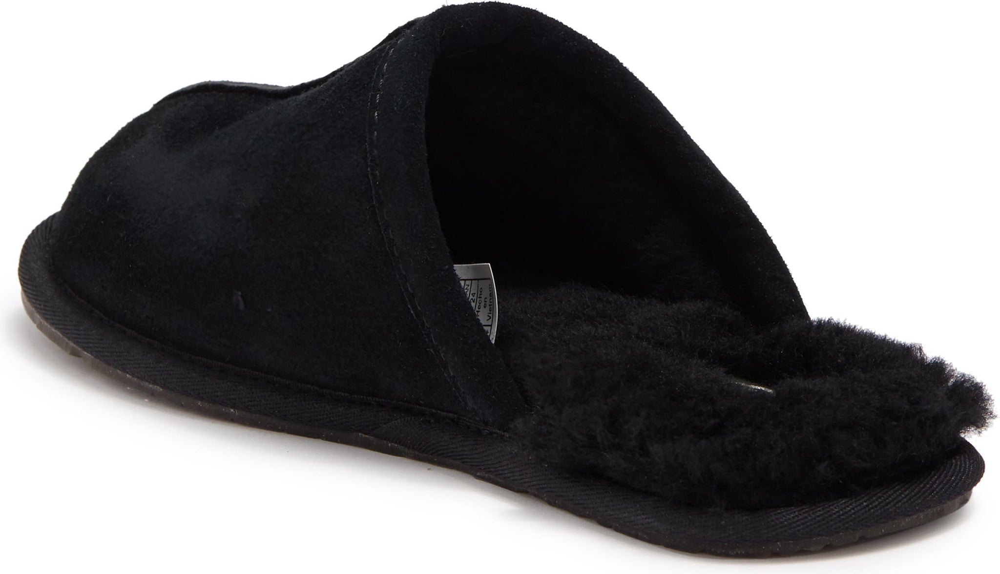 UGG<SUP>®</SUP> Pearle Faux Fur Lined Scuff Slipper, Alternate, color, BLACK