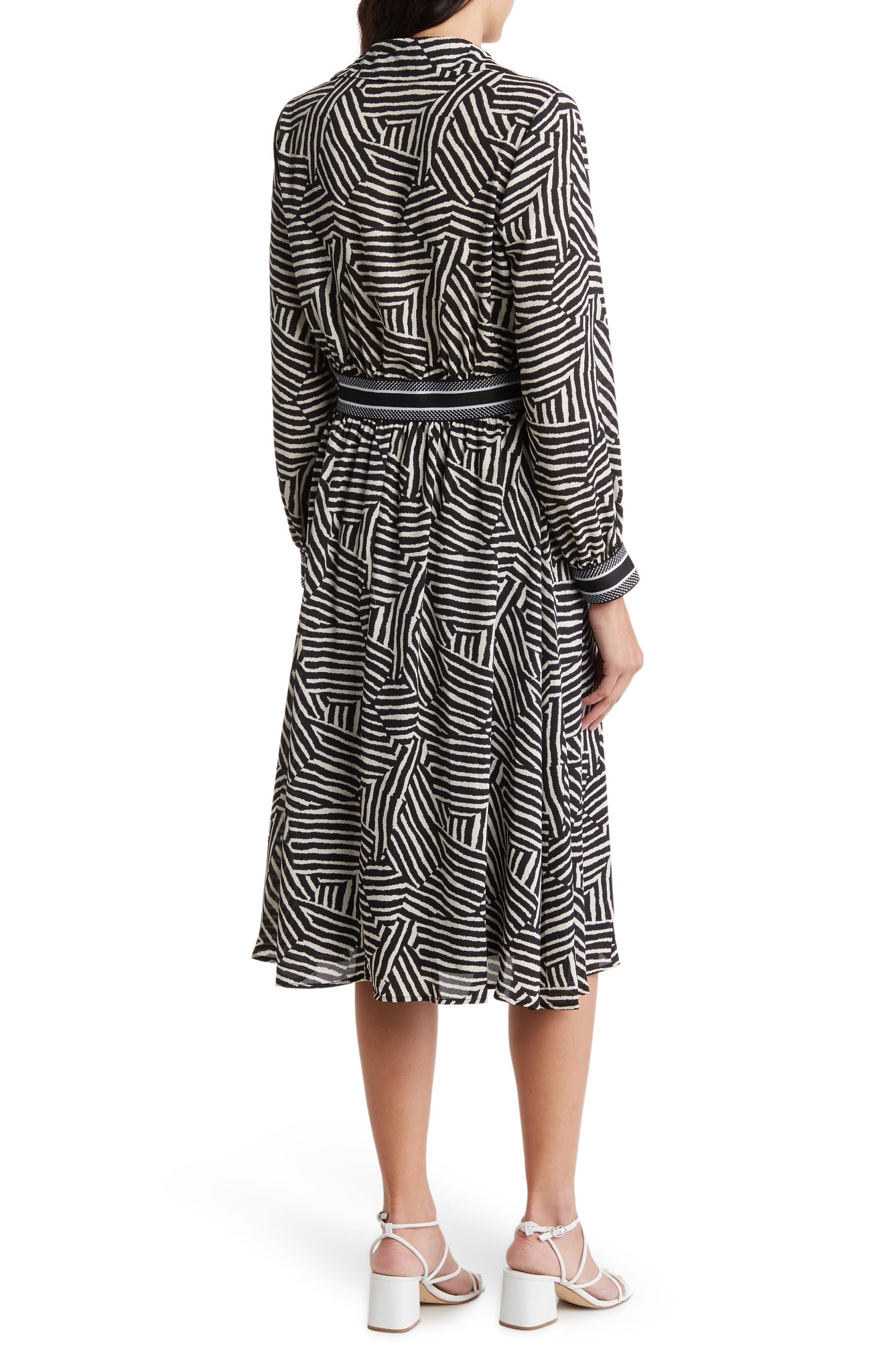 WEST KEI Long Sleeve Stripe Shirtdress, Alternate, color, BLACK/ WHITE