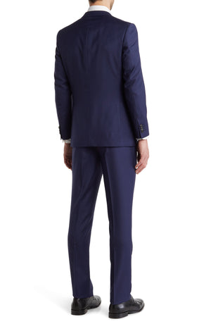 Cavalli Class Two Button Peak Lapel Slim Fit Wool Suit, Alternate, color, BLUE