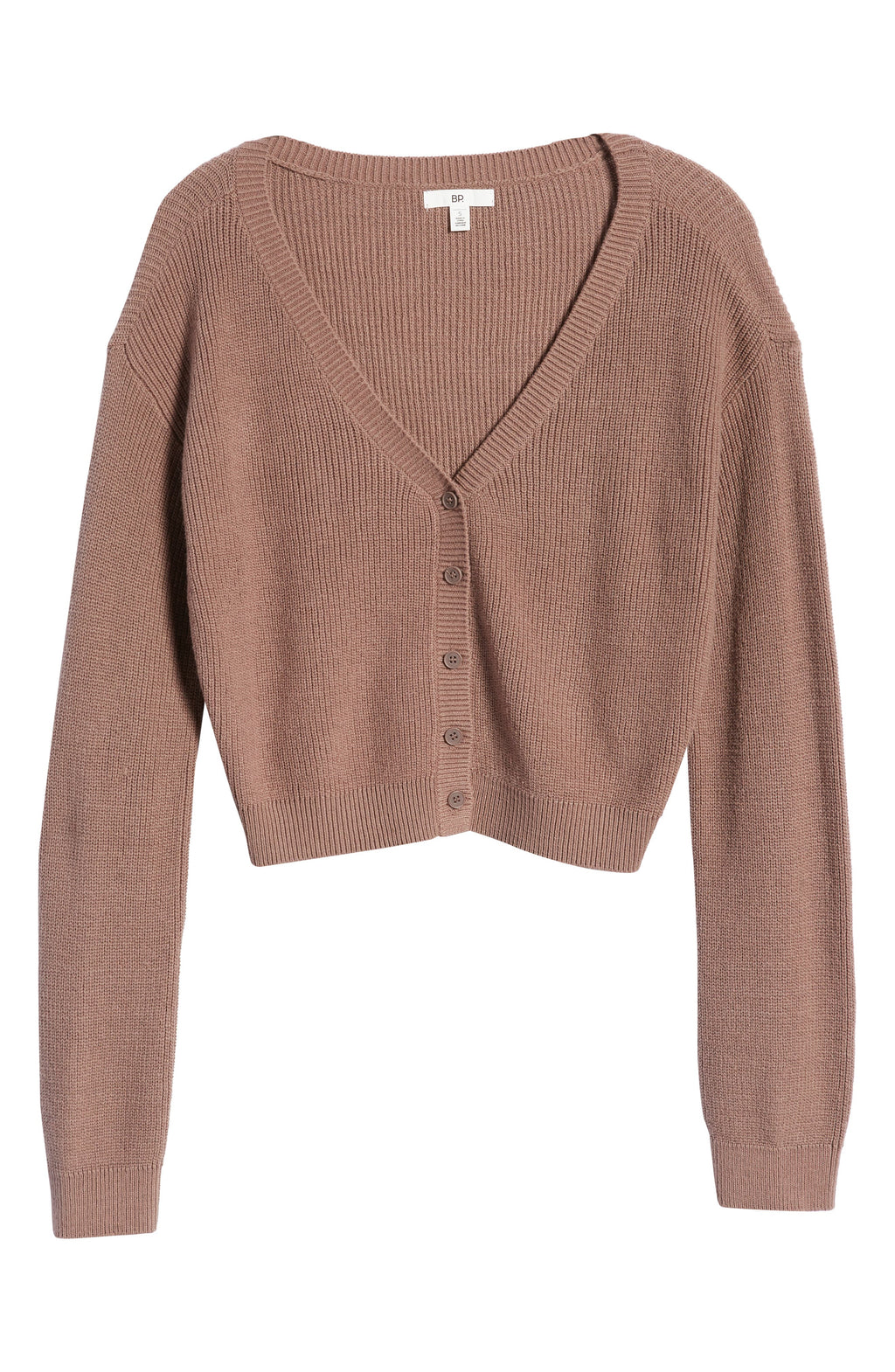 BP. Ribbed Cotton Blend Cardigan, Alternate, color, BROWN TAUPE