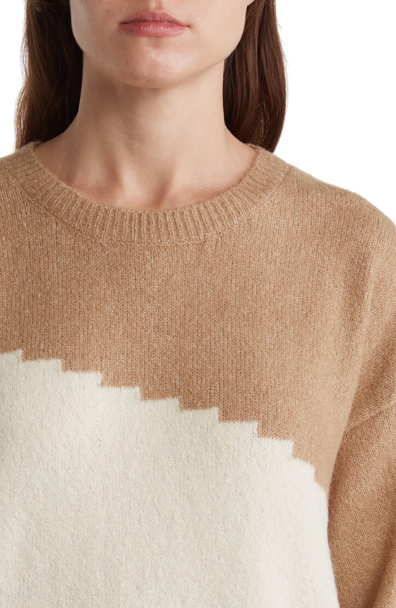 BLU PEPPER Etched Colorblock Sweater, Main, color, KHAKI MULTI
