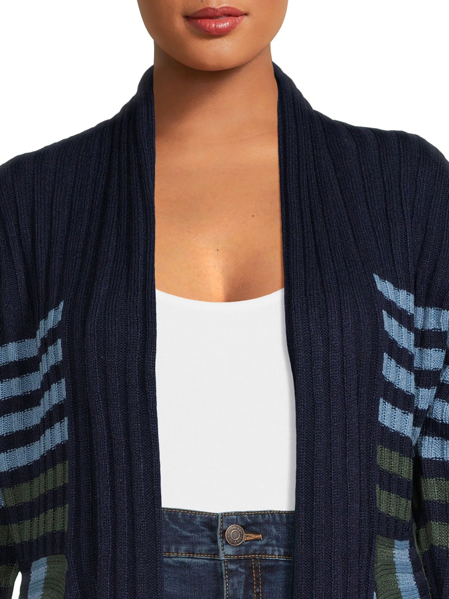 What's Next Women's and Women's Plus Size Ribbed Flyaway Cardigan - image 3 of 7