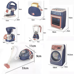 7 Set Home Appliances Vacuum Cleaner Cooker Play Game Role Playing Household Appliances for Interactive Play Kitchen Toys Kids