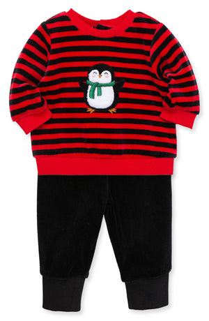 LITTLE ME Penguin Sweater & Pants Set, Alternate, color, BLACK