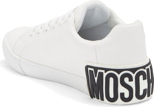 Moschino Logo Back Sneaker, Alternate, color, WHITE BLACK