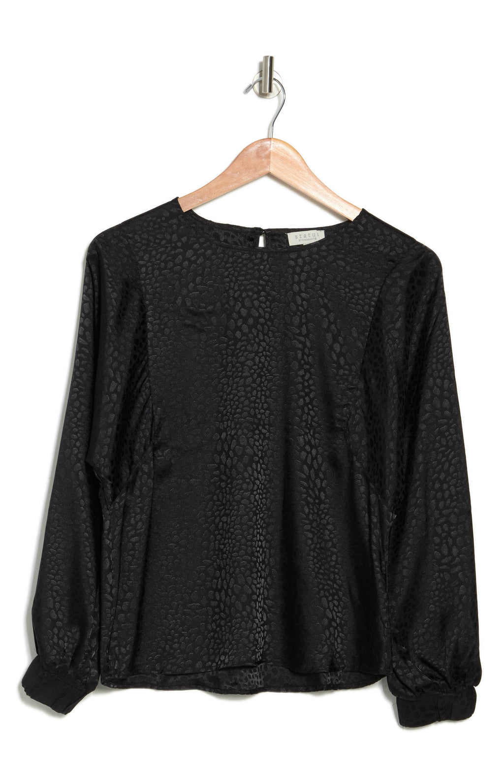 CHENAULT Pebble Satin Jacquard Blouse, Alternate, color, BLACK