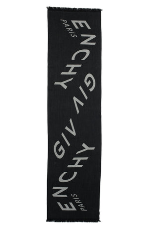 Givenchy Chevron Logo Wool Scarf, Alternate, color, BLACK WHITE