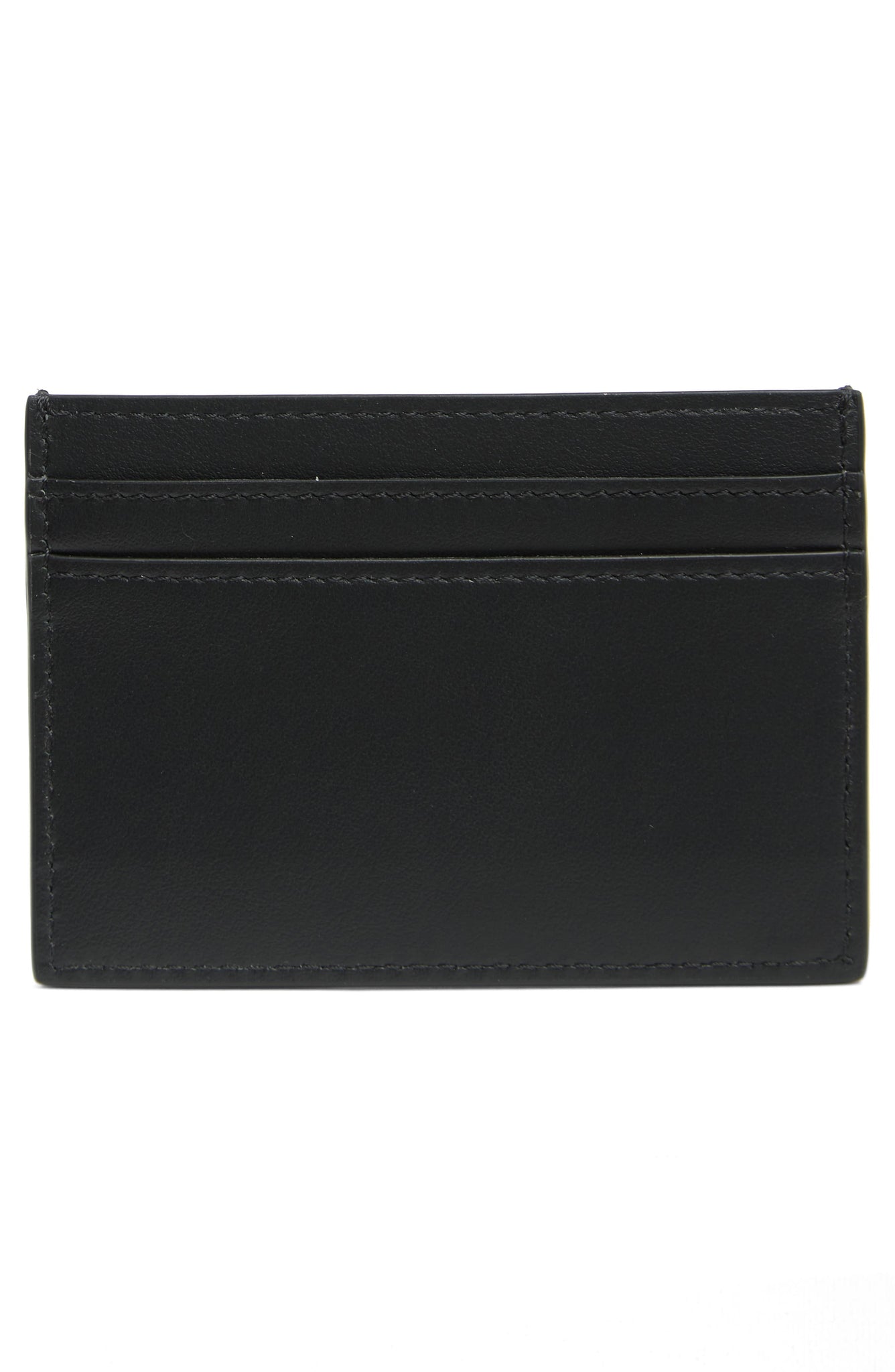 MOSCHINO Leather Card Case, Alternate, color, BLACK