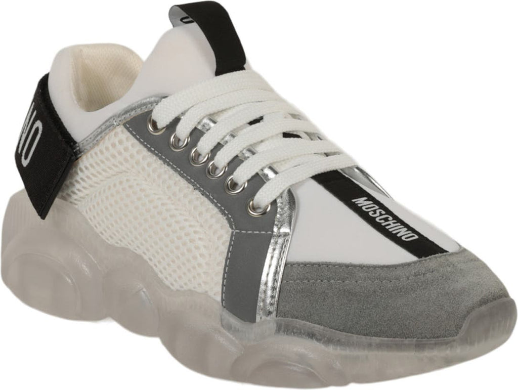 Moschino Mesh Suede Sneaker, Main, color, WHITE GREY