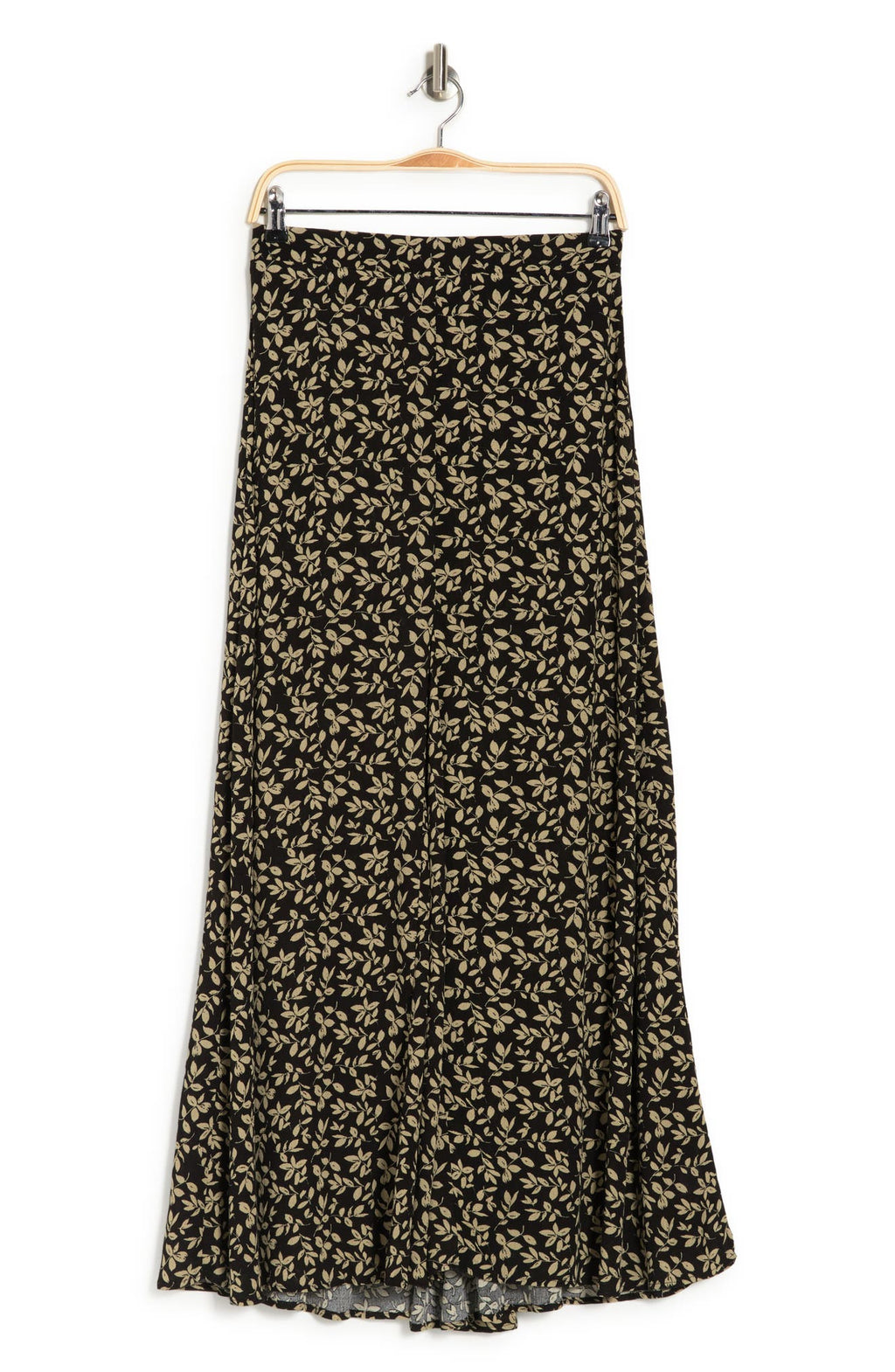 BOBEAU Godet Maxi Skirt, Main, color, BLACK/ PALE OLIVE