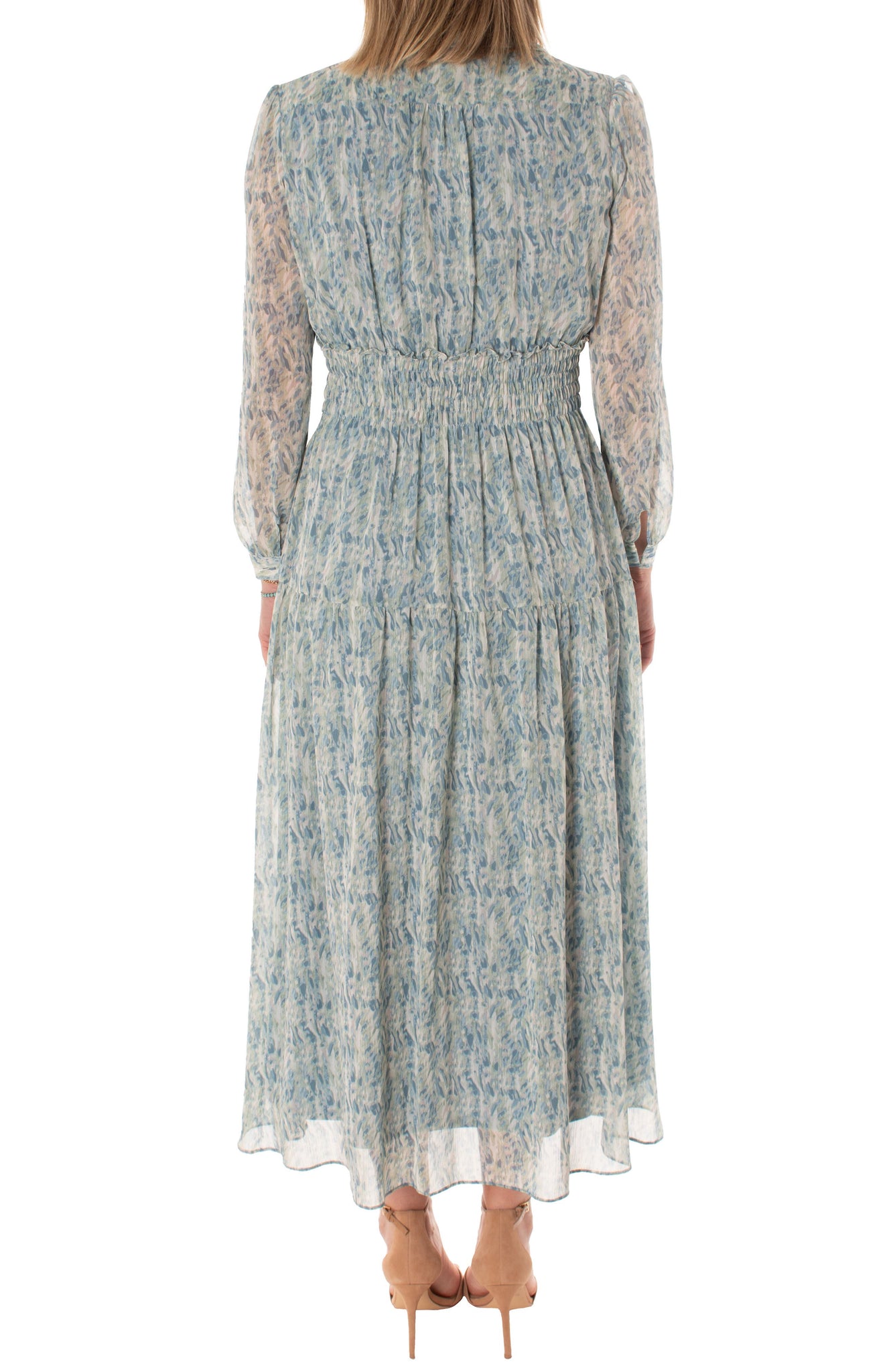 TAYLOR DRESSES Long Sleeve Smocked Maxi Dress, Alternate, color, SAGE PERIWINKLE