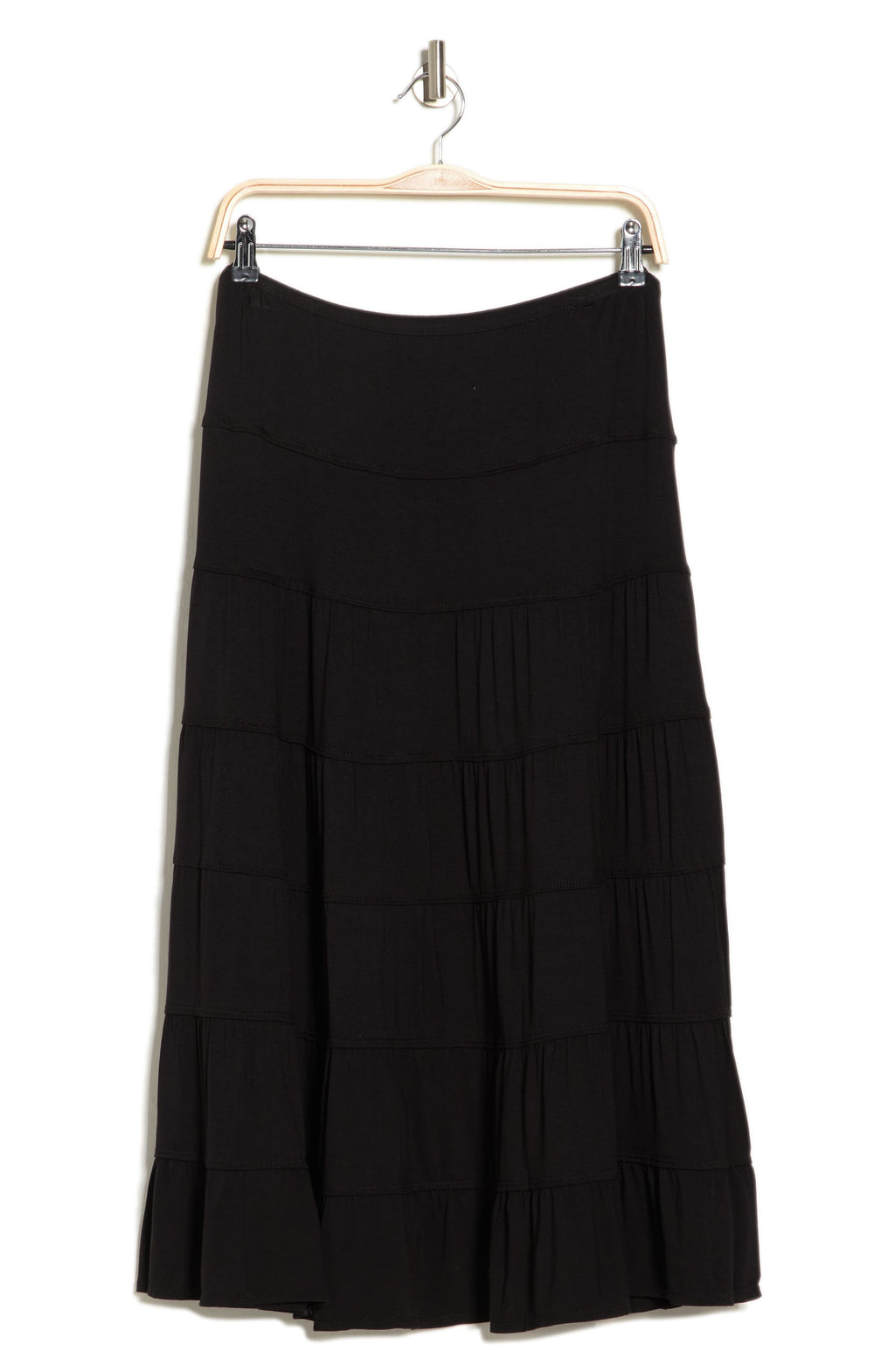 MAX STUDIO Knit Tiered Maxi Skirt, Main, color, BLACK