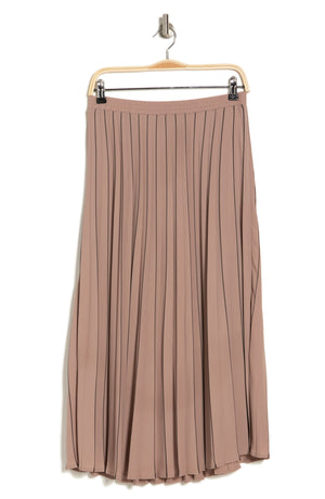 ADRIANNA PAPELL Pleated Midi Skirt, Alternate, color, COCOA/ BLACK