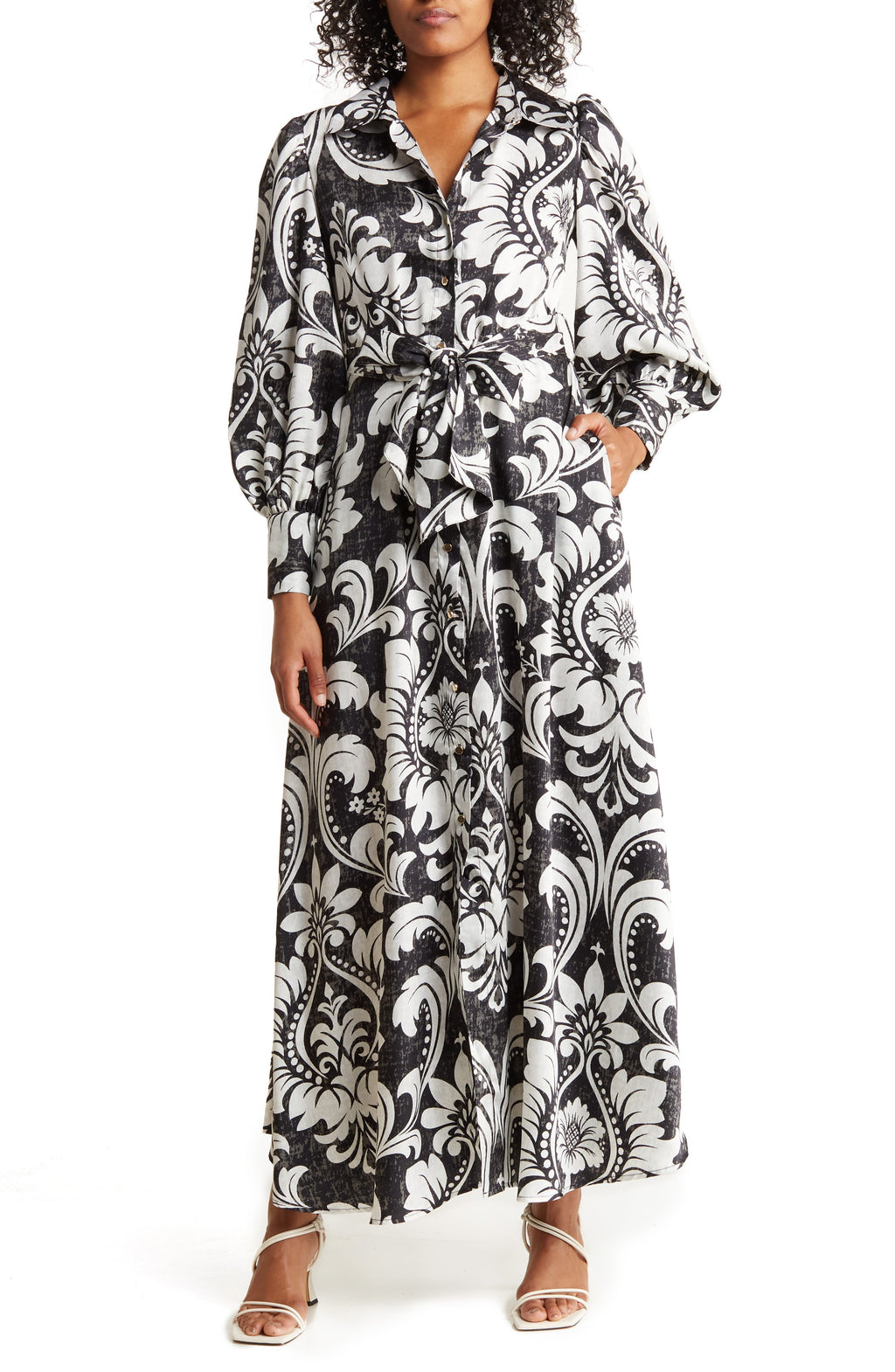 LOVE BY DESIGN Rebel Twill Maxi Dress, Main, color, HAITI FLORAL