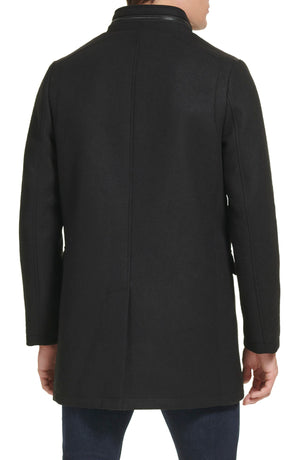 KENNETH COLE NEW YORK Melton Walker Coat, Alternate, color, BLACK
