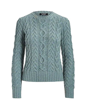 LAUREN RALPH LAUREN Sweater ARAN-KNIT WOOL-CASHMERE SWEATER
 Pastel blue 50% Recycled wool, 40% Wool, 10% Cashmere