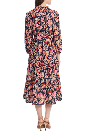 DONNA MORGAN FOR MAGGY Floral Long Sleeve Maxi Dress, Alternate, color, NAVY/ PINK