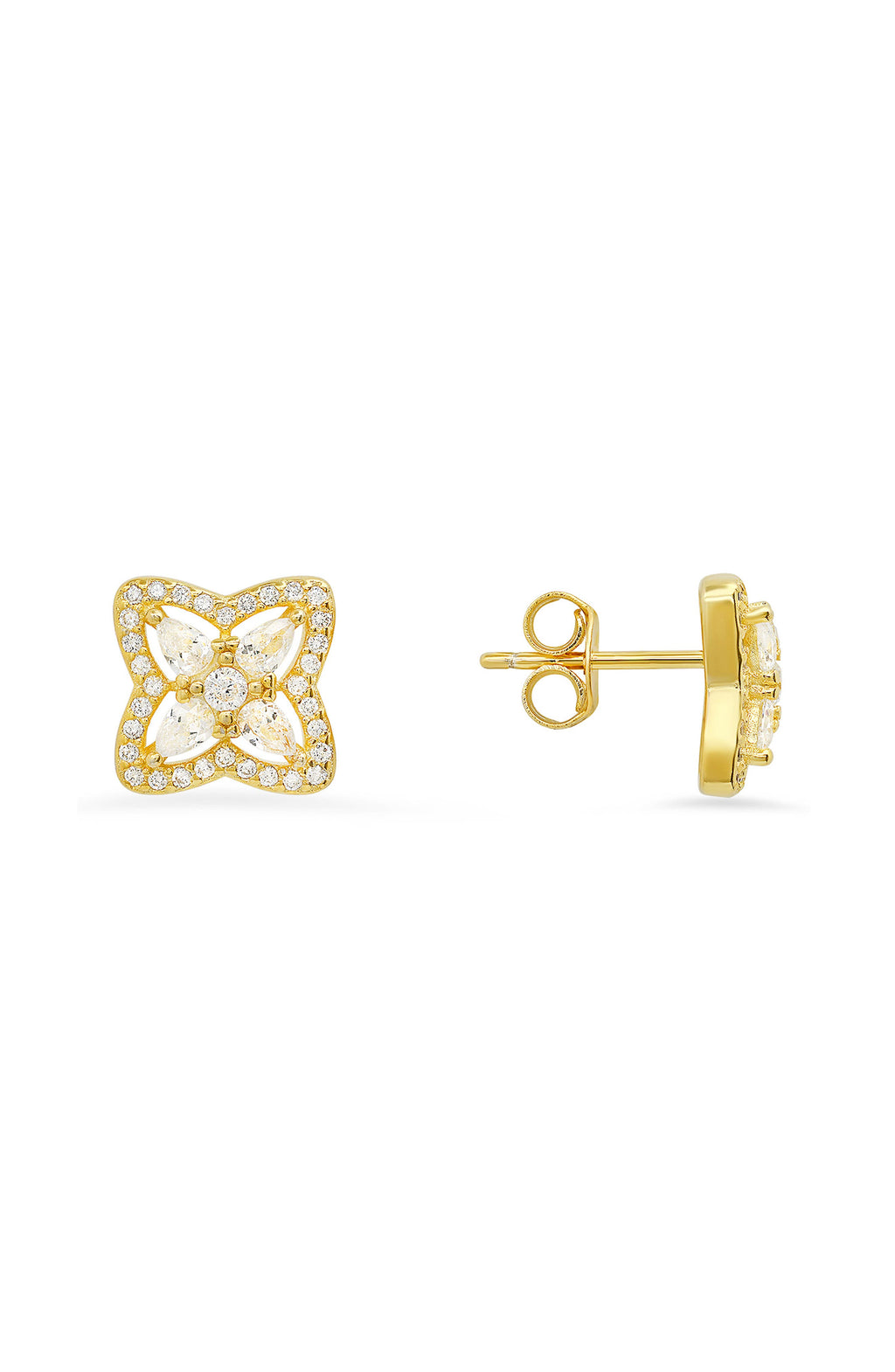 Queen Jewels CZ Pavé Stud Earrings, Main, color, GOLD