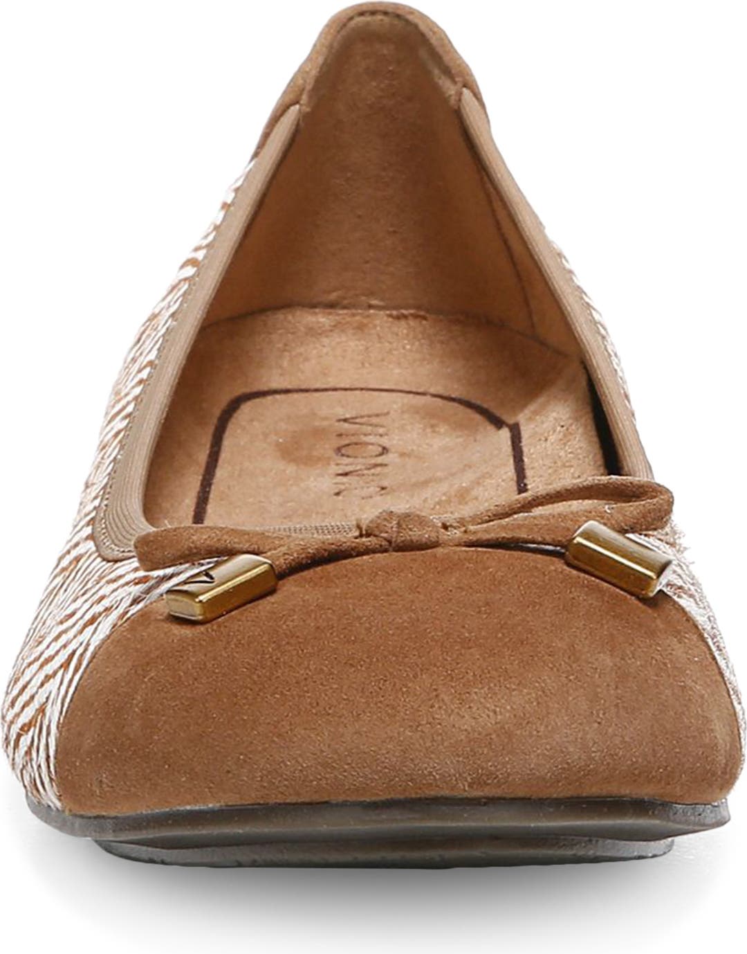 Vionic Minna Faux Calf Hair Flat, Alternate, color, TOFFEE/ CREAM