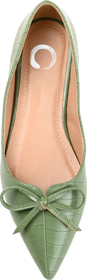 JOURNEE COLLECTION Devalyn Croc Embossed Pointed Toe Flat, Alternate, color, GREEN