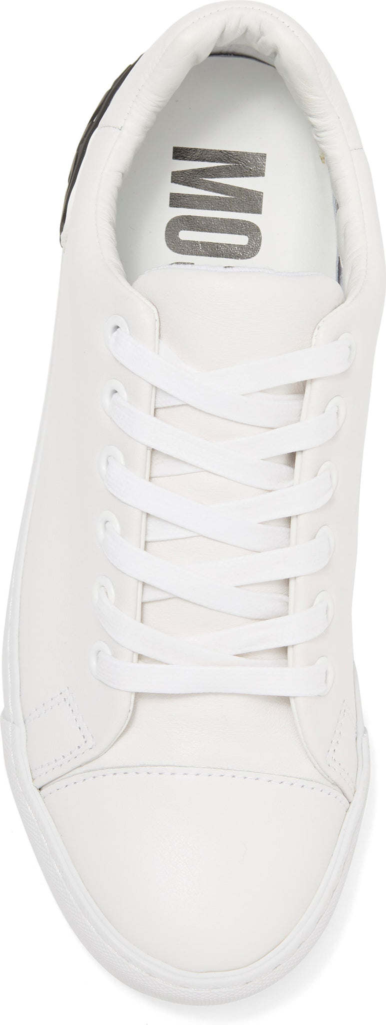 Moschino Logo Back Sneaker, Alternate, color, WHITE BLACK