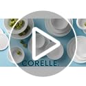 Corelle 18-Piece Service for 6 Dinnerware Set, Triple Layer Glass and Chip Resistant, Lightweight Square Plates and Bowls Set, Simple Lines