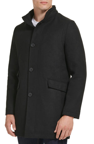 KENNETH COLE NEW YORK Melton Walker Coat, Main, color, BLACK