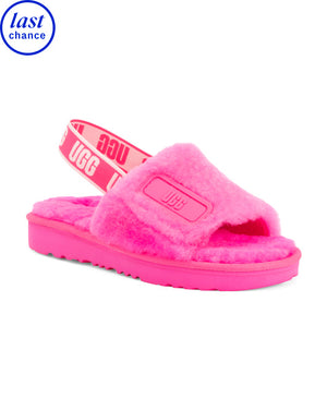 Fuzzy Logo Slide Slippers (Little Kid, Big Kid)