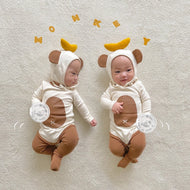 9407 Baby One-piece Clothes Autumn Monkey With Banana Bodysuit Pure Cotton Newborn Climbing Clothes Baby Boy Girl Onesies
