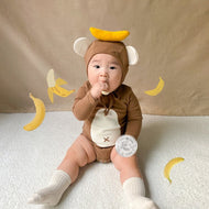 9407 Baby One-piece Clothes Autumn Monkey With Banana Bodysuit Pure Cotton Newborn Climbing Clothes Baby Boy Girl Onesies