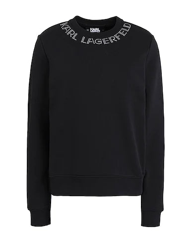 KARL LAGERFELD Sweatshirt Rhinestone Logo Neck Sweat
 Black 89% Cotton, 11% Polyester
