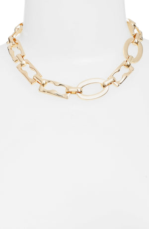 OPEN EDIT Geo Link Collar Necklace, Alternate, color, GOLD