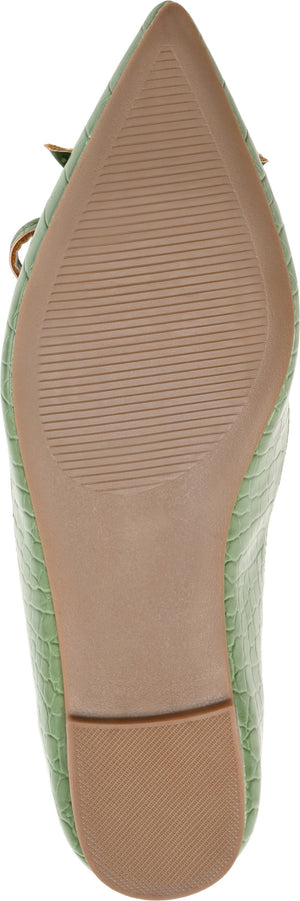 JOURNEE COLLECTION Devalyn Croc Embossed Pointed Toe Flat, Alternate, color, GREEN