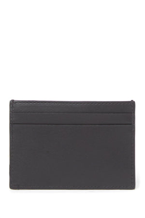 MOSCHINO Logo Print Leather Cardholder Wallet, Alternate, color, BLACK